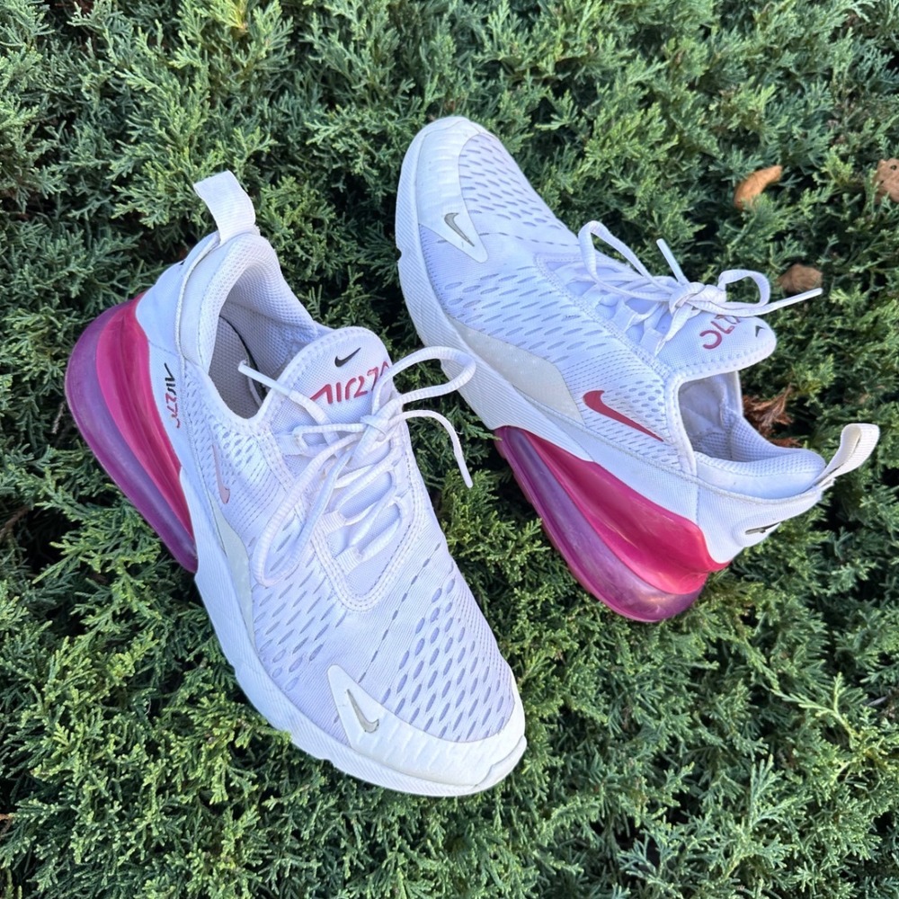 Nike Air Max 270 Big Kids Athletic Shoes Size 5Y White Pink Sneakers